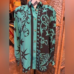 Vintage 80s NWT designer Paolo Santini retro geo print blouse